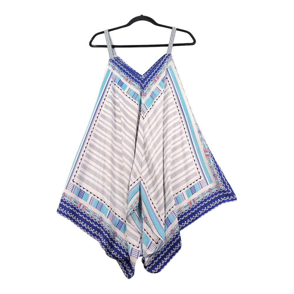 Maurices Handkerchief Hem Blouse Polyester Geometric Size 1 Blue Boho‎ Summer